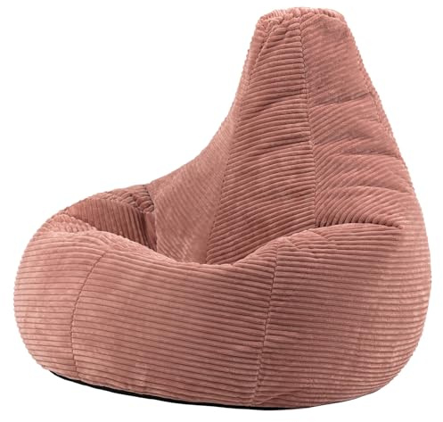Icon Dalton Sitzsack Cord, Rosa, Gaming Sitzsack Erwachsene mit Füllung, Bean Bag, Cord Sessel, Lounge Sessel, Lounge Stuhl, Schlafzimmer, Wohnzimmer, Wohnzimmer Möbel