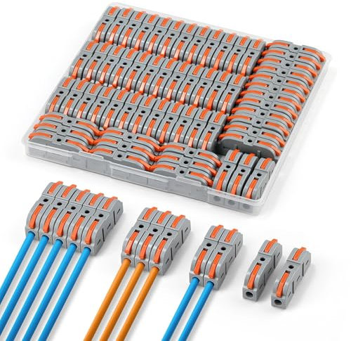 NEUTYPECHIC 60 Pièces Connecteur Electrique Rapide PA Ignifuge, Bornier Épissage Libre, Connecteurs de Fils Électriques avec Levier de Commande, Bornes de Connexion Convient aux Maisons, Usines