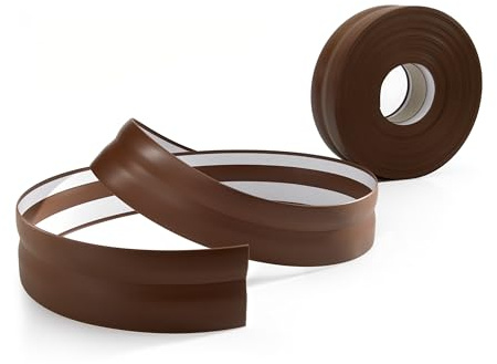 Quest Battiscopa Morbido Adesivo - 32 mm x 23 mm - Listello in PVC, Finitura Flessibile, Profilo Angolare per Cucina, Bagno, Parete, Pavimento - Decorativo (Marrone scuro, 15m)