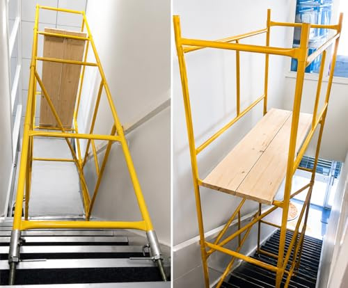 HILL TOP FABRICATIONS CO (1998) LTD - Domestic Stairwell Scaffolding Tower with Trapdoor 4.11 Meters (13'6) Working Height 4x2' Base Size. Quick & Easy Assembly, Provides a Safe Platform.