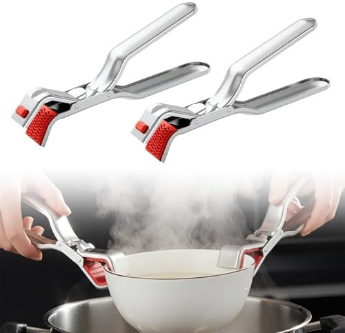 Anti-Scald Bowl Holder Clip, Hot Bowl Dish Plate Gripper Pot Dish Pan Clips Tongs Clamp Holder, Multi-Function Anti-Scald Bowl Clip, Ergonomic Kitchen Tool for Microwave, Oven & Air Fryer (2pcs)