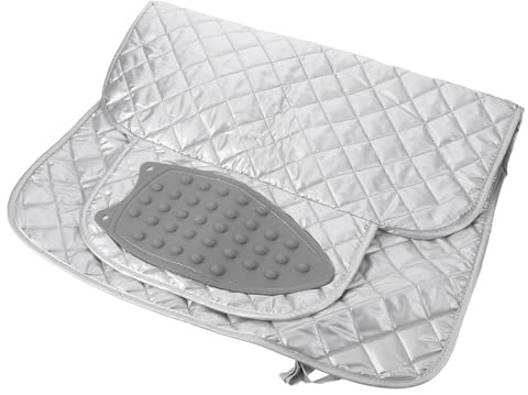 HOMOCONO Mesa Plegable Portátil Pequeña Fabricada en Poliéster y Algodón para Planchar con Superficie Lisa y Base Estable con Reposaplancha de Silicona para Uso en Hogar y Encimeras