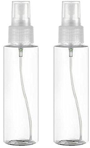 UOOOM 2 pcs Atomiser Spray Bottle 100ml Travel Empty Plastic Transparent Mist Fine Atomiser Bottle Cosmetic Makeup Dispenser (Transparent)