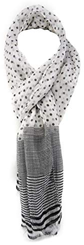 TigerTie Chiffon Schal schwarz weiß gepunktet und gestreift Gr. 180 x 50 cm