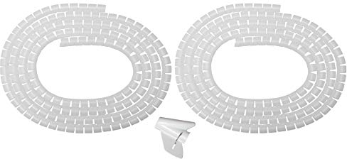 Deskit Cable Tidy Sleeve 6m – Flexible 20mm Cable Organizer for Cable Management – Durable Spiral Cable Wrap for Wire Protection – Protective Wire Wrap for a Safe & Clutter-Free Home – White
