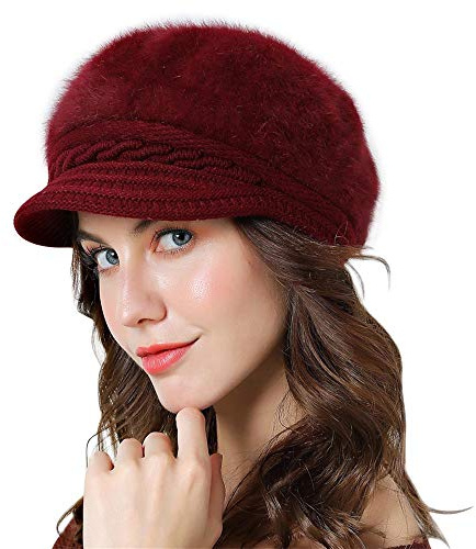 Lachi Ladies Winter Hat Beret Thermal Baker Boy Newsboy Cabbies Hat for Women Knit Beanie Cabbie Cap Visor Warm Skullcap Knitted