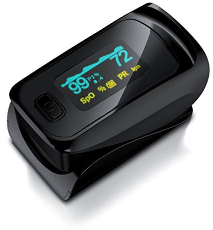 Medicinalis - Pulsoximeter Finger - SpO2 Pulsmesser – Fingerpulsoximeter - Messung von Puls und Sauerstoffsättigung am Finger – OLED Display - Batterieanzeige – Alarm – One Touch Bedienung
