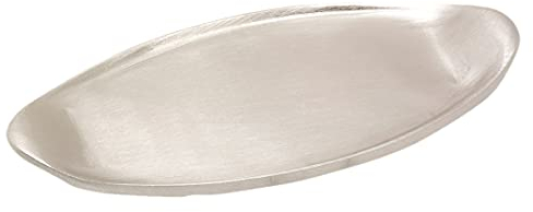 NKlaus piatto per candele ovale lungo 18 cm in ottone nichelato opaco piattino decorazione da tavolo 10592