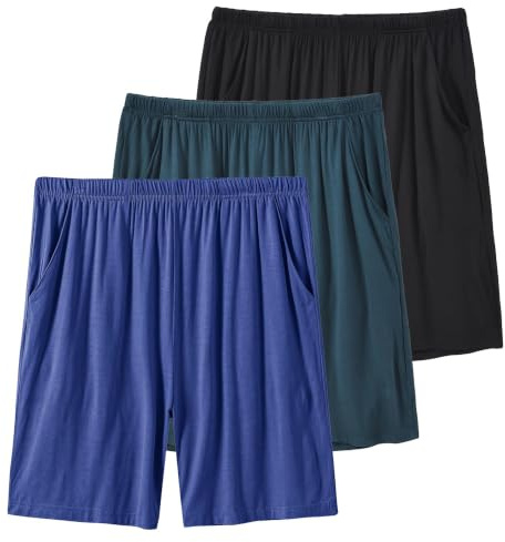 MoFiz Men's Pyjama Shorts Bottoms Ultra Soft Modal Lounge Wear Shorts with Pockets | Comfy Elastic Waist Drawstring PJ Shorts for Sleeping, Lounging, Workout, Jogging and Casual wear.