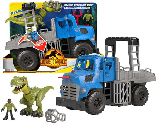 Fisher-Price Imaginext GVV50 - Jurassic World Dino-Ausbruch Hauler, Fahrzeugset mit rasender Dinosaurierfigur, Dinosaurier Spielzeug für Vorschulkinder ab 3 Jahren