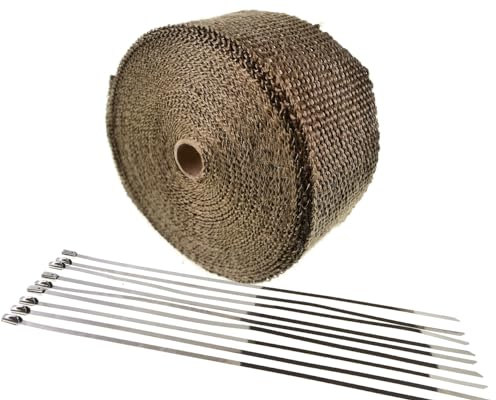 2EXTREME Hitzeschutzband Basaltfaser Auspuffband 15m mit Kabelbinder für Auspuff, Krümmer, Fächerkrümmer bis 1450 C° Universal Thermoband Krümmerband Hitzebeständig