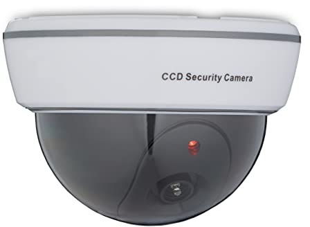 Relaxdays Kamera Dummy, blinkendes LED-Licht, innen & außen, Einbrecher Abschreckung, Überwachungskamera Attrappe, weiß, 1 Stück