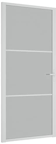 vidaXL Porta Interna 93x201,5 cm Bianco Opaco Vetro e Alluminio