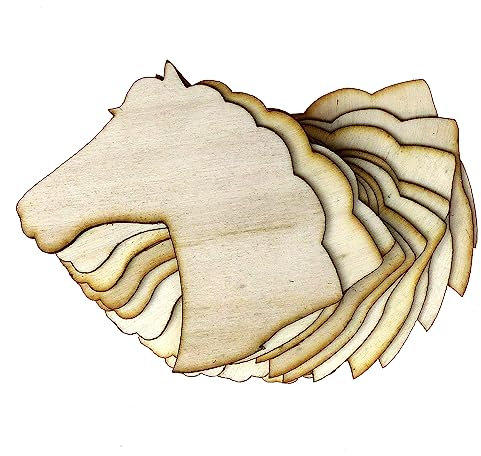 Pferdekopf-Bastelformen aus Holz, 3 mm, Sperrholz, Bauernhof, 20 x 20 cm, ohne Loch, 10 Stück