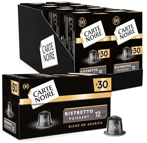 CARTE NOIRE - Capsules de Café Ristretto Compatibles Nespresso - Café Arabica - Lot de 30 x 8 Capsules Aluminium - Fabriqué en France (240 capsules)