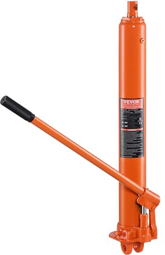 VEVOR Vérin Hydraulique Long pour Grue d'Atelier 3 Tonnes, Cylindre Hydraulique Support Moteur avec Pompe à Simple Piston et Base à Chape, Tige Hydraulique pour Chèvre Levage Moteur, Entretien Garage