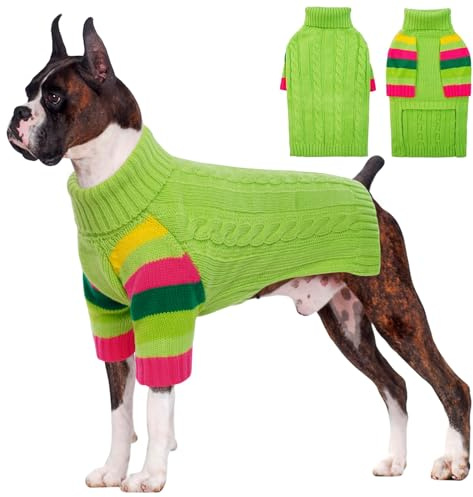 OUOBOB Maglione invernale per cani di taglia grande per ragazze e ragazzi, maglione a collo alto e vestito natalizio - XXXXL