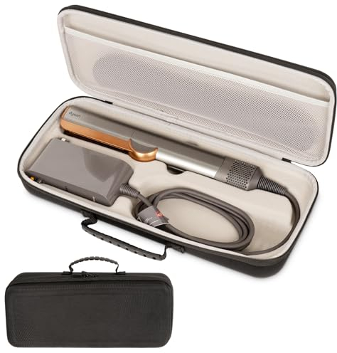 XINGFUDAO Custodia da viaggio rigida compatibile con Dyson Airstraight HT01 e alimentatore, borsa da viaggio antiurto e impermeabile con tasca in rete per accessori per piastra elettrica, nera, Nero ,