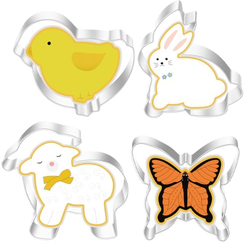 Tadipri 4 Piezas Moldes Galletas Cortadores de Galletas de Acero Inoxidable, Cortadores de Galletas para Hornear