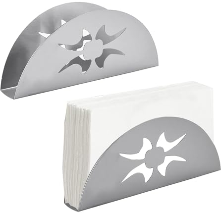 Serviettenhalter, 2 Stück Stainless Steel Napkin Holder, Metall Serviettenspender, Retro Überbacken Silber, für Tischdekoration in Restaurant, Café, Hotel oder Küche