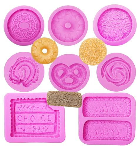 Lot de 8 moules en silicone en forme de beignet en forme de beignet, pour décoration de gâteaux, bonbons, beurre, sucre, gelée, mousse, pâte à sucre, argile