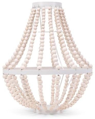 ValueLights | Shabby Chic Natural Beaded Hanging Chandelier Ceiling Light Shade | Lamp Shades, Home Décor & Improvement Essential | 300mm Shade Width