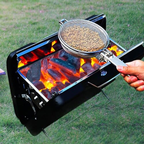 Kaffeebohnenröster, tragbarer Edelstahl-Kaffeeröster, Netzpfanne zum Backen für Camping, Wandern, Reisen, Geschäftsreisen, Urlaub (gefaltet 120 g)
