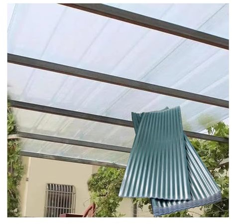 Clear Roof Sheet,Corrugated Roofing Sheets,1mm Corrugated Roofing Sheets，3, 5, 7, 9, 10, 12Pcs,Building Roofing Material,UV Protection Transparent Rainproof Board(12pcs,1mm-0.9*1.6m/35*63in)