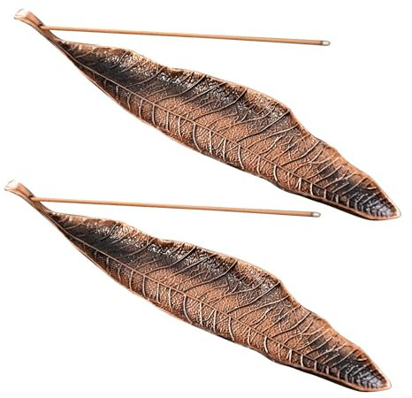 2 Stück Räucherstäbchen Halter,Messing Metall Blätter Incense Holder Inklusive Loch,Stick Incense Duftstäbchen Räucherstäbchenhalter,für Die Inneneinrichtung,Meditation,Yoga,Zuhause