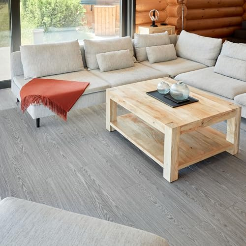 Self Adhesive Floor Planks - 30 Planks Pack Covering 44.88 Sqft / 4.17sqm | Each Stick On Tile Plank Measures 5.9x35.9in (91.4x15.2cm) | Peel And Stick Vinyl Flooring | Grey Oak Wood Effect
