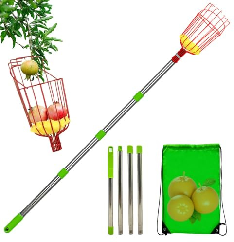 Fruktuppsamlingsstång - teleskopiskt fruktträdgårdsverktyg