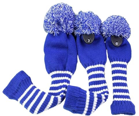 qokeeu Housses de protection pour clubs de golf | Protège-driver pour clubs de golf - Bonnets en tricot doux en trois parties Protection de club de balle Accessoires pour terrain d'exercice Jardin
