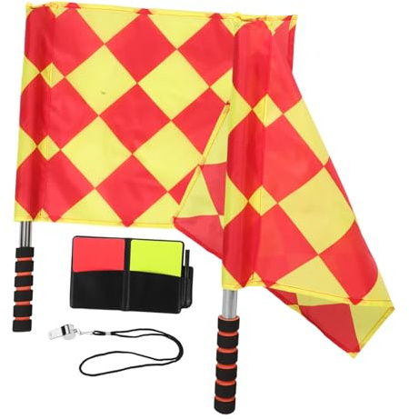 SUPVOX Set Arbitre de Football et Drapeaux en Tissu Sifflet en Acier Inoxydable avec Cartes Rouges et Jaunes pour Gestion des Matchs de Football