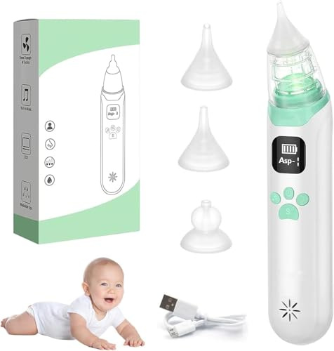 Nasal Aspirator Baby, Baby Nose Sucker, ElectricBaby Nose Cleaner with 3 Silicone Tips & 3 Suction Levels, Soothing Function with Music and Light, Anti-Backflow Nasal Aspirator for Baby,Toddler