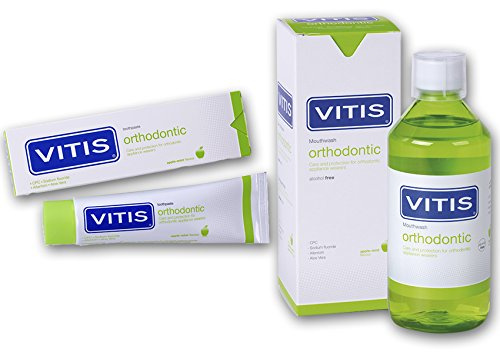 VITIS Orthodontic SET 2 in1 mouthwash 150ml + toothpaste 100ml - apple-mint flavour alcohol free low price