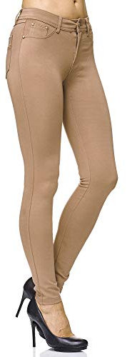 Elara Damen Stretch Hose Skinny Fit Jegging Chunkyrayan H10 Taupe 36 (S)