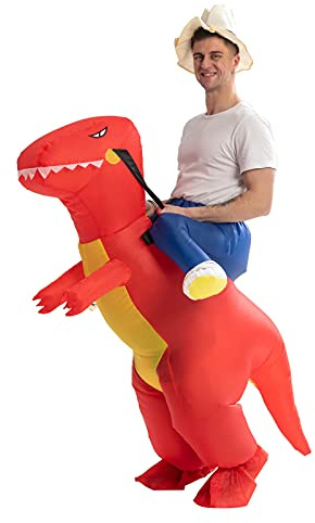 IRETG Disfraz de Dinosaurio Adulto Hinchable dino Disfraces para halloween fiesta Navidad (Rojo)