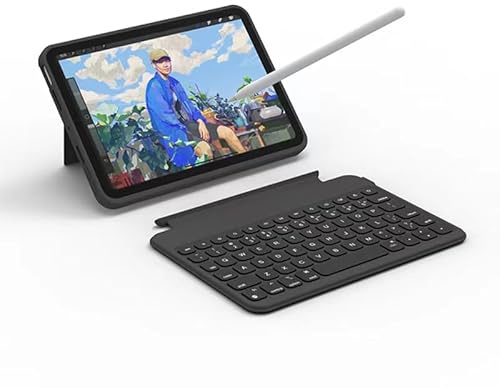 QYiiD Tangentbordsfodral för iPad mini 7 (2024)/iPad mini 6 8,3 tum 2021, 7 färgs bakgrundsbelysning – 360° vridbar – automatisk vila/vakna, ultratunt trådlöst avtagbart Bluetooth-tangentbord för Mini
