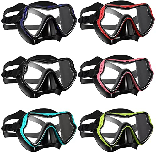 Kingdder 6 Pack Adult Swim Goggles with Nose Cover Anti-Fog No Leaking View Clear Diving Mask for Men Women Youth for Swimming Snorkeling Diving(Classic Color)