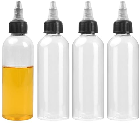 Wisebom 4 Pezzi 100ml Bottiglia Squeeze Bottle di Plastica Bottiglie da Spremere Trasparente Bottiglie di Plastica Vuote Condimento Dispenser con Tappo per Liquidi Olio Ketchup Senape