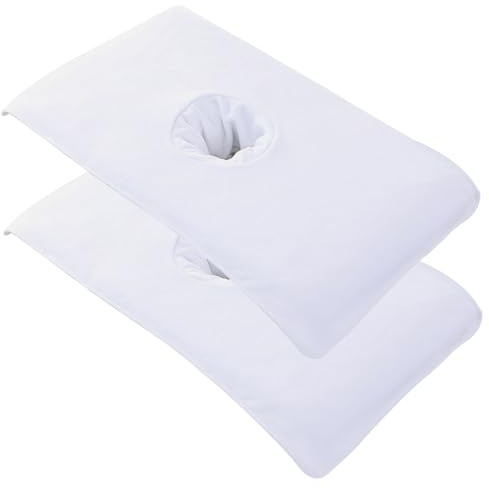 NASSMOSSE Massagebordsskydd 2 st mjukt massagestängöverdrag med ansiktshål 40 x 80 cm återanvändbart spa skönhet sängöverdrag handduk med ansiktshål massage sänglakan för hudvård vitt