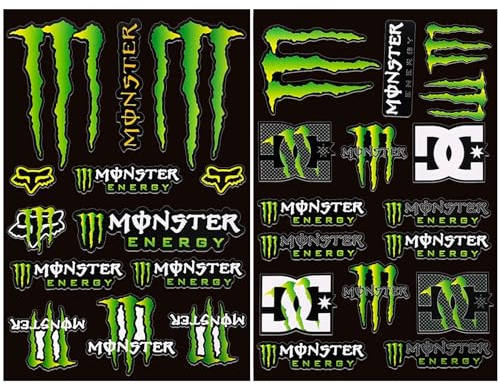 2 Motorrad-Aufkleber, Motorradhelm-Aufkleber, Monster-Kratz-Auto-Aufkleber, kann für Motorrad/Skateboard/Laptop/Computer/Fahrrad/Helm verwendet werden