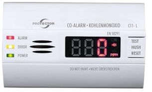Protector C11-L CO-Melder batteriebetrieben | Hochpräziser langlebiger CO-Melder beleuchtetem Display | Detektiert Kohlenmonoxid (CO) für Ihre Sicherheit | Ideal für Wohnwagen, Wohnmobil und Zuhause