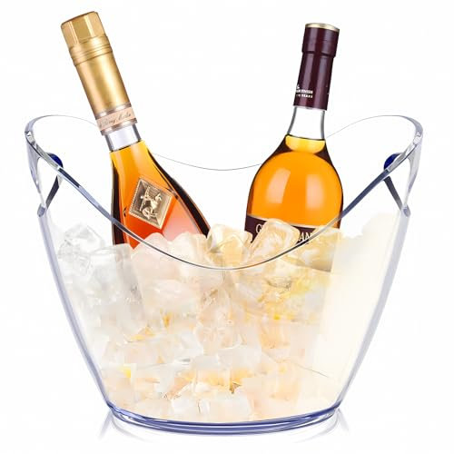 4L Secchiello per Ghiaccio per Champagne, Secchiello per Ghiaccio in Acrilico con Grande capacità, refrigeratore per Vino e Champagne, Contenitore per Frutta e Verdura (clear01)