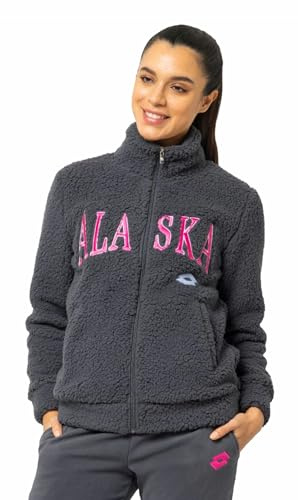 Lotto Dräkt i fleece med dragkedja för kvinnor - Lammfärgad sherpa-fleece-jumpsuit - termisk vinteroverall för kvinnor - overall för kvinnor, 6070 antracit, L