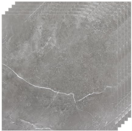 SHUESS 40 Pack Self Adhesive Floor Tile - 30 x 30cm Peel and Stick Floor Tiles Self Adhesive - Waterproof Vinyl Flooring for Kitchen Bathroom Living Room, Covers 38.75 ft² (3.6m²), Grey