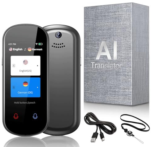 Zilchx Sprachübersetzer Gerät, AI Sofortübersetzer für 138 Sprachen, Tragbarer Zwei-Wege-Übersetzungsgerät mit Sprachausgabe, Fotoübersetzung/WIFI/Hotspot/Offline, für Reisen, Business & Lernen