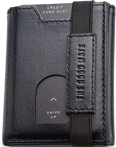 The Good Mate Portafoglio uomo slim con portamonete, scomparto banconote tradizionale e porta carte credito schermato - Portafogli in pelle vera | Smart wallet piccolo e sottile | Portacarte RFID
