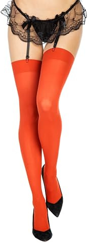 SENTELEGRI Opaque Stockings 40 Denier Plain Top by Sentelegi – Sizes S-XL – Women's Soft & Durable Stockings (UK, Alpha, L, Regular, Regular, Orange)