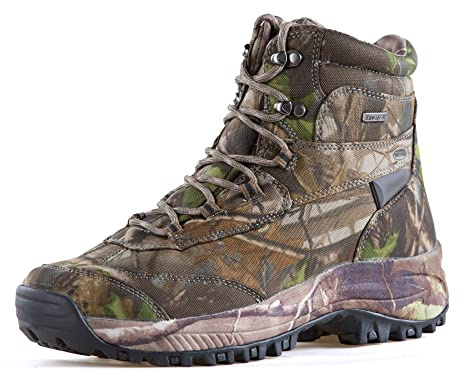 Bottes De Chasse Imperméables Antidérapantes pour Hommes Camouflage Bottes De Combat De Camping en Cuir De Plein Air Chaussures De Trekking Et De Randonnée Respirantes Montantes, Camo, 7 UK